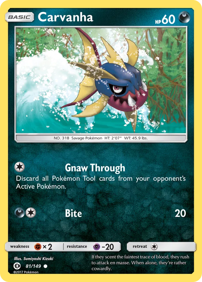 Carvanha #81 Sun & Moon Pokemon card