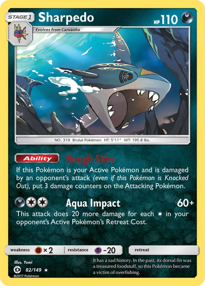 Sharpedo #82 Sun & Moon Pokemon card