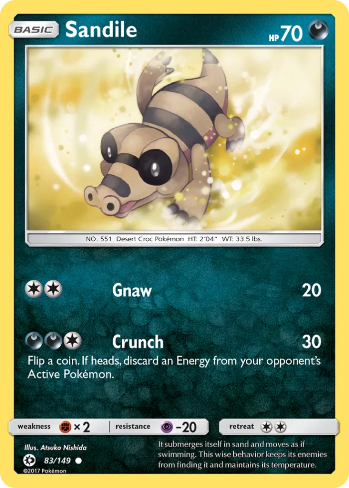 Sandile #83 Sun & Moon Pokemon card