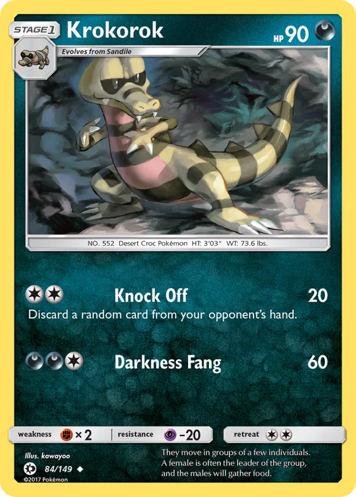 Krokorok #84 Sun & Moon Pokemon card