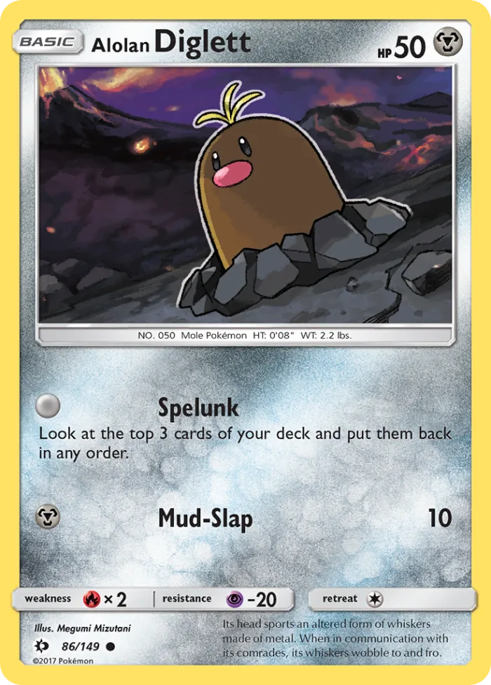 Alolan Diglett #86 Sun & Moon Pokemon card