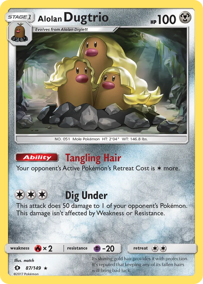 Alolan Dugtrio #87 Sun & Moon Pokemon card