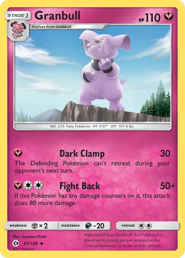 Granbull #91 Sun & Moon Pokemon card