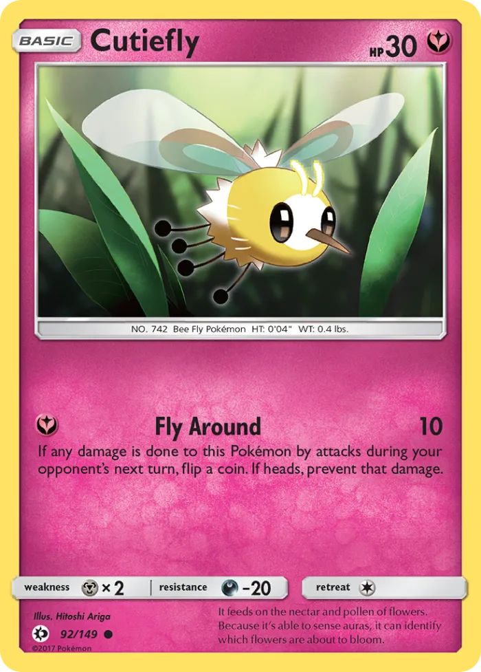 Cutiefly #92 Sun & Moon Pokemon card