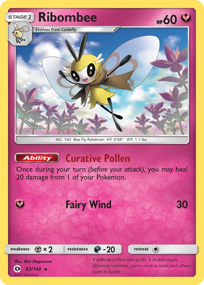 Ribombee #93 Sun & Moon Pokemon card