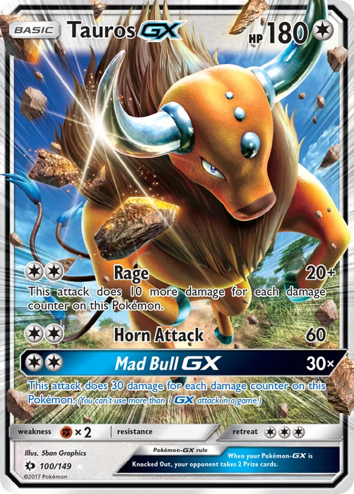 Tauros-GX #100 Sun & Moon Pokemon card