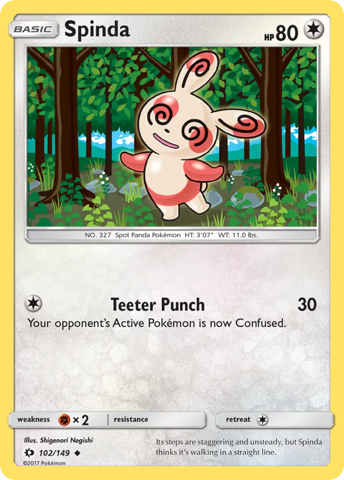Spinda #102 Sun & Moon Pokemon card