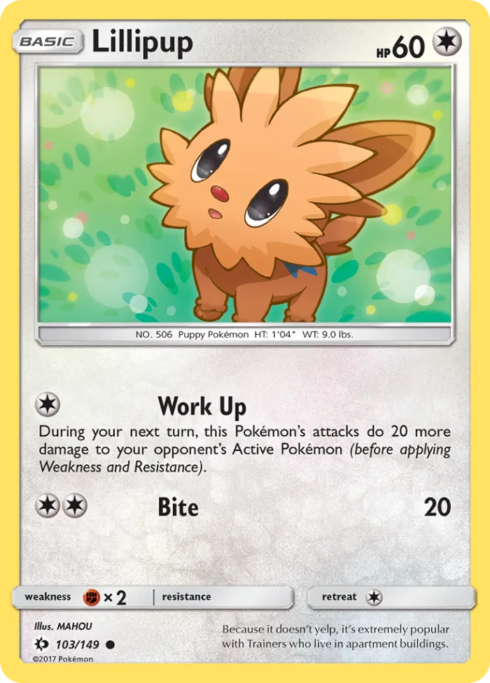 Lillipup #103 Sun & Moon Pokemon card