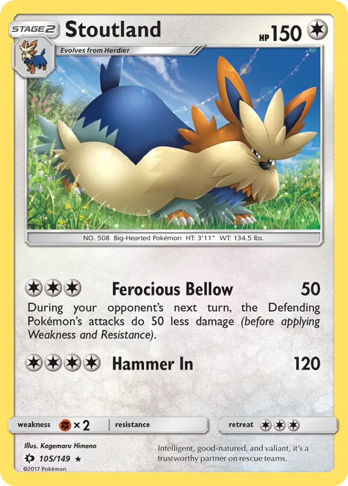 Stoutland #105 Sun & Moon Pokemon card