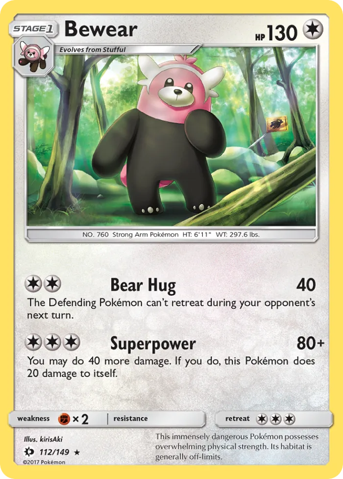 Bewear #112 Sun & Moon Pokemon card