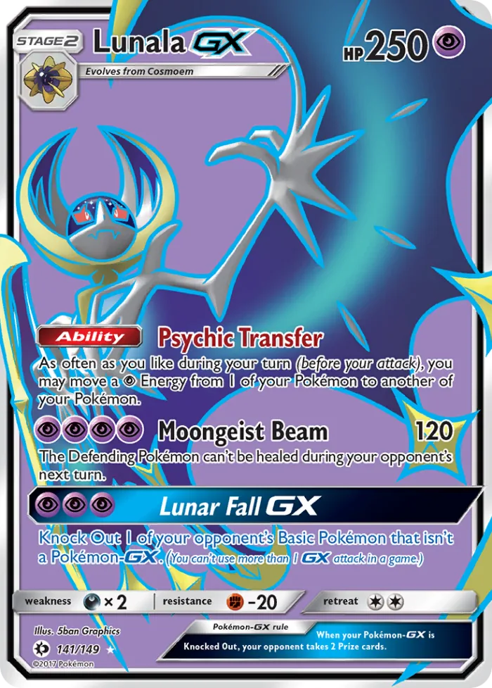 Lunala-GX #141 Sun & Moon Pokemon card