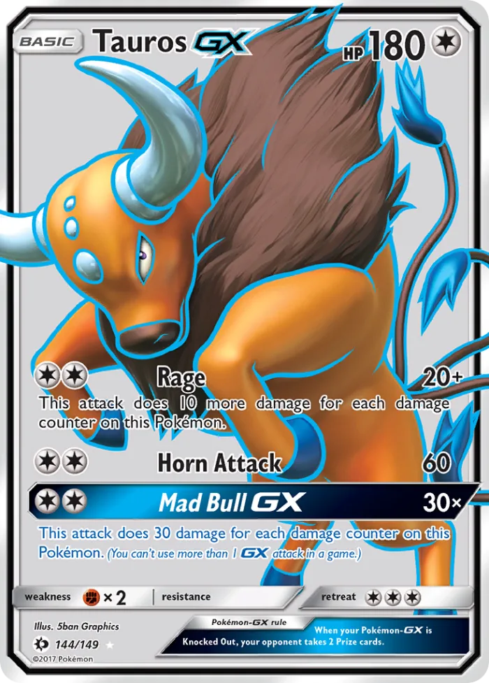Tauros-GX #144 Sun & Moon Pokemon card