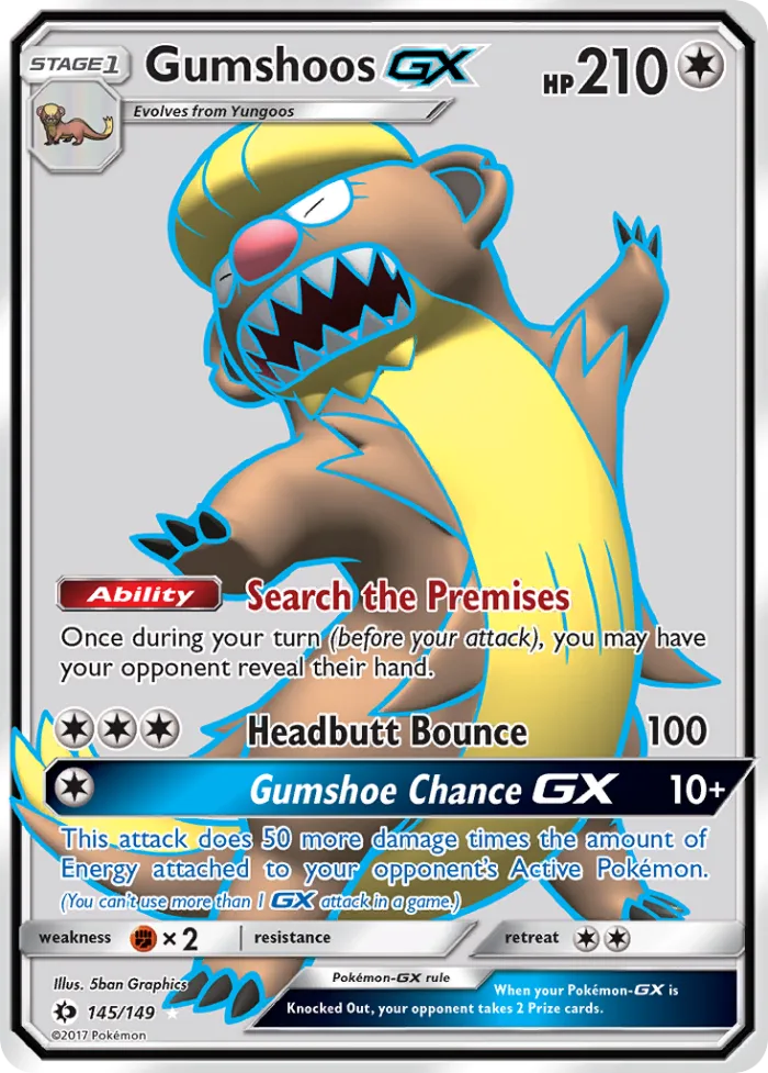 Gumshoos-GX #145 Sun & Moon Pokemon card