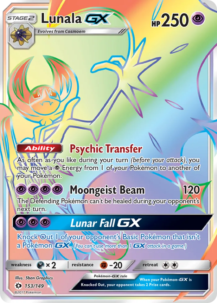 Lunala-GX #153 Sun & Moon Pokemon card
