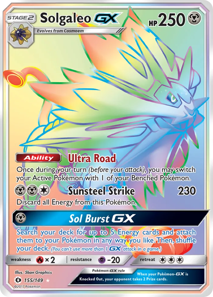 Solgaleo-GX #155 Sun & Moon Pokemon card