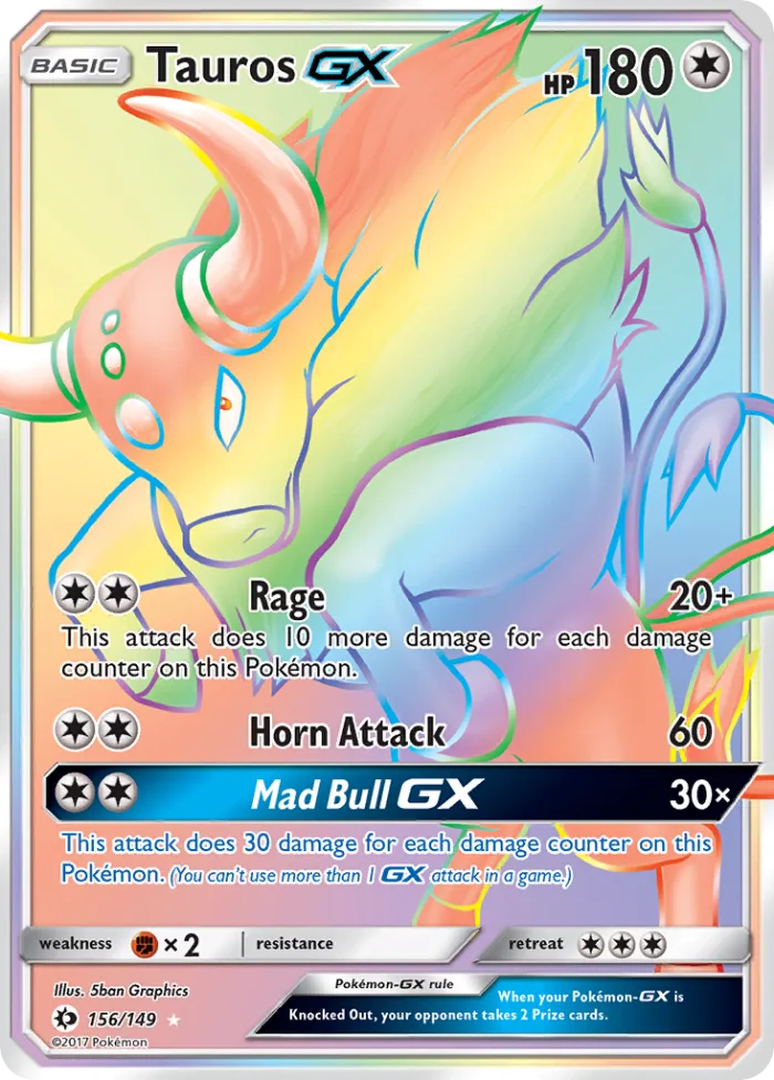 Tauros-GX #156 Sun & Moon Pokemon card