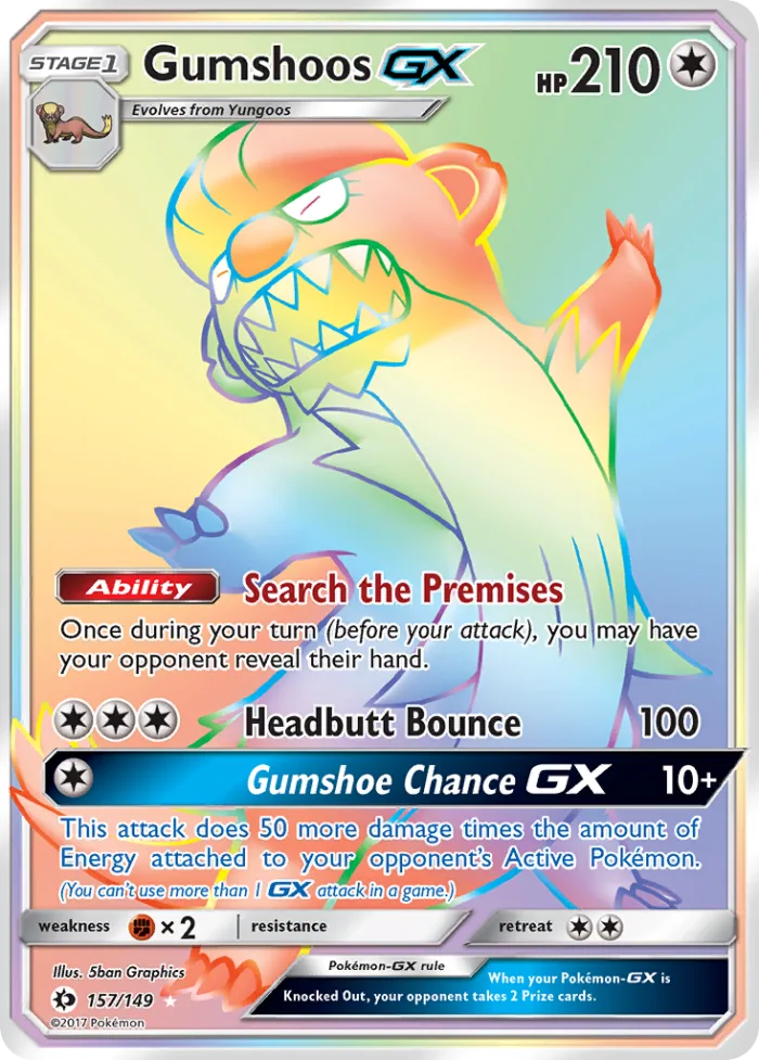 Gumshoos-GX #157 Sun & Moon Pokemon card