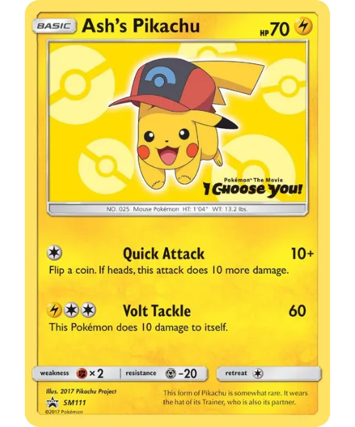 Ash's Pikachu #SM111 SM Black Star Promos Pokemon card