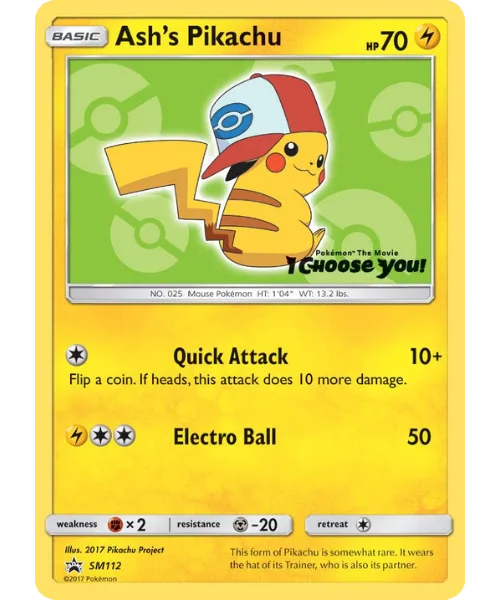 Ash's Pikachu #SM112 SM Black Star Promos Pokemon card