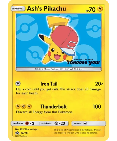 Ash's Pikachu #SM114 SM Black Star Promos Pokemon card