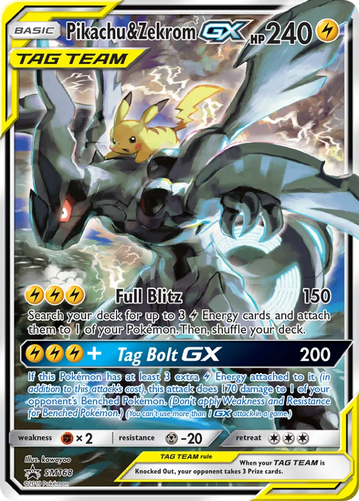 Pikachu & Zekrom-GX #SM168 SM Black Star Promos Pokemon card
