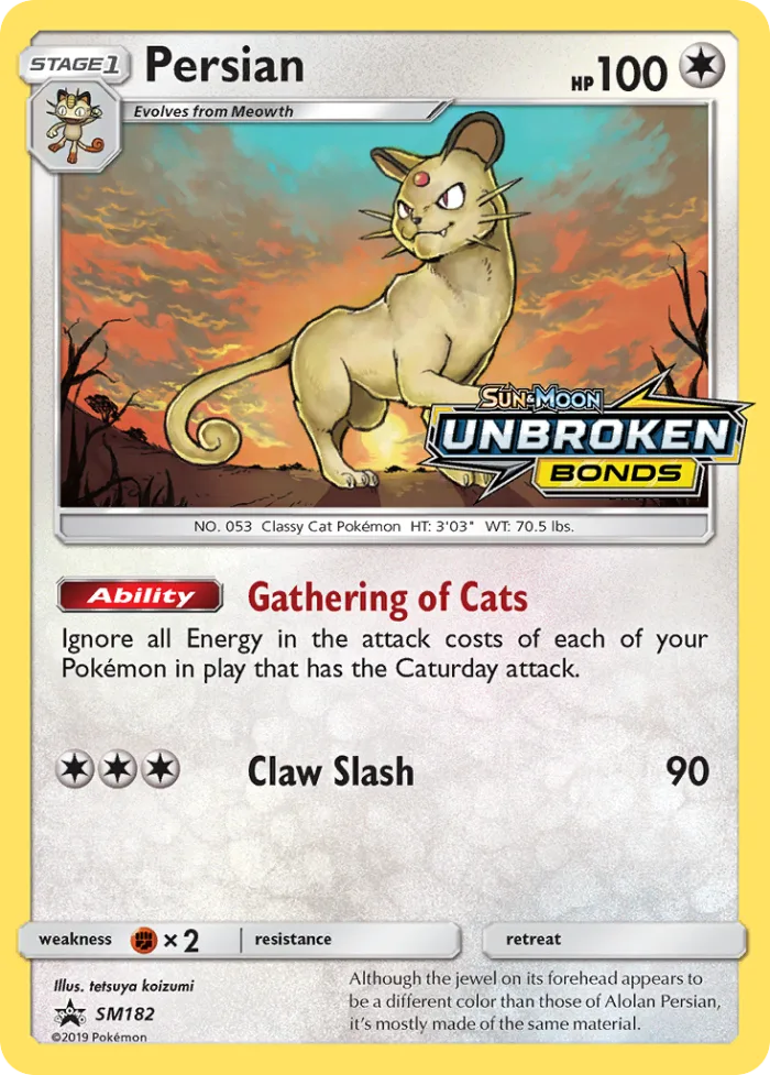 Persian #SM182 SM Black Star Promos Pokemon card