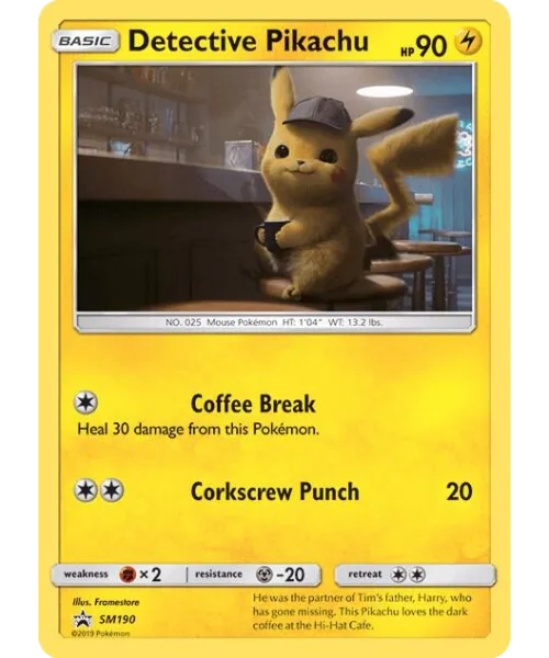 Detective Pikachu #SM190 SM Black Star Promos Pokemon card