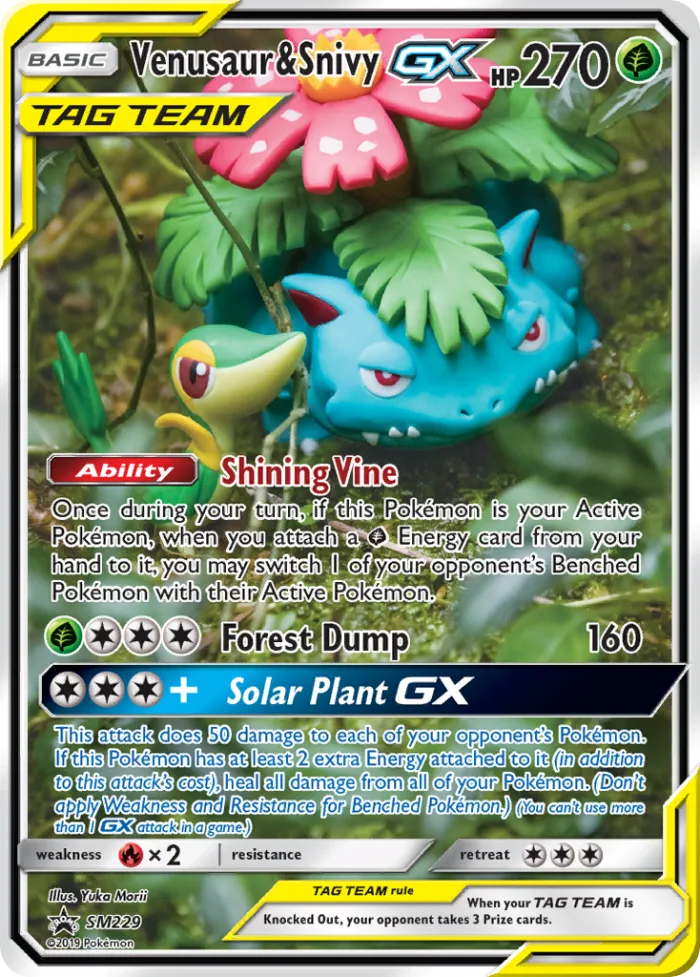 Venusaur & Snivy-GX #SM229 SM Black Star Promos Pokemon card