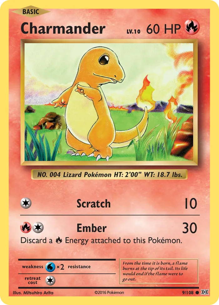 Charmander #9 Evolutions Pokemon card