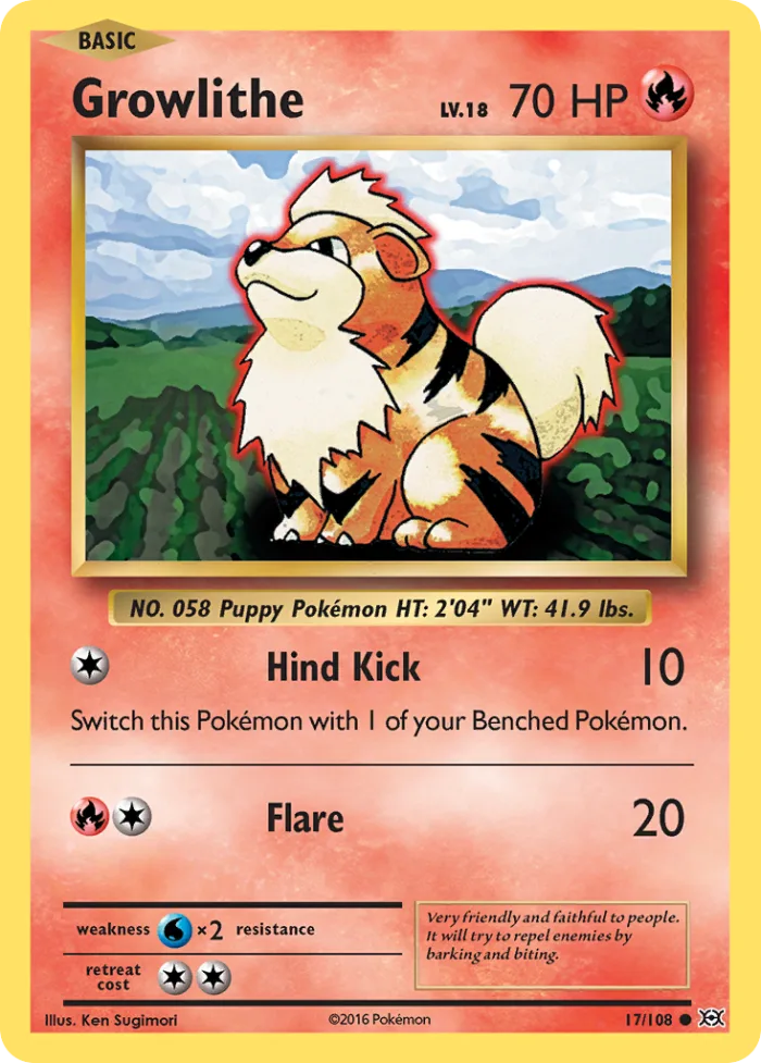 Growlithe #17 Evolutions Pokemon card