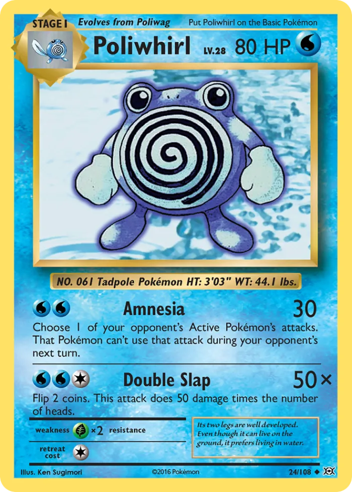 Poliwhirl #24 Evolutions Pokemon card
