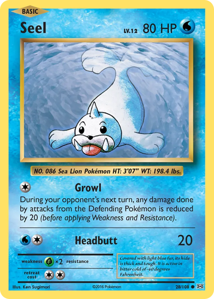 Seel #28 Evolutions Pokemon card