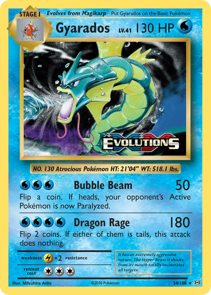 Gyarados #34 Evolutions Pokemon card