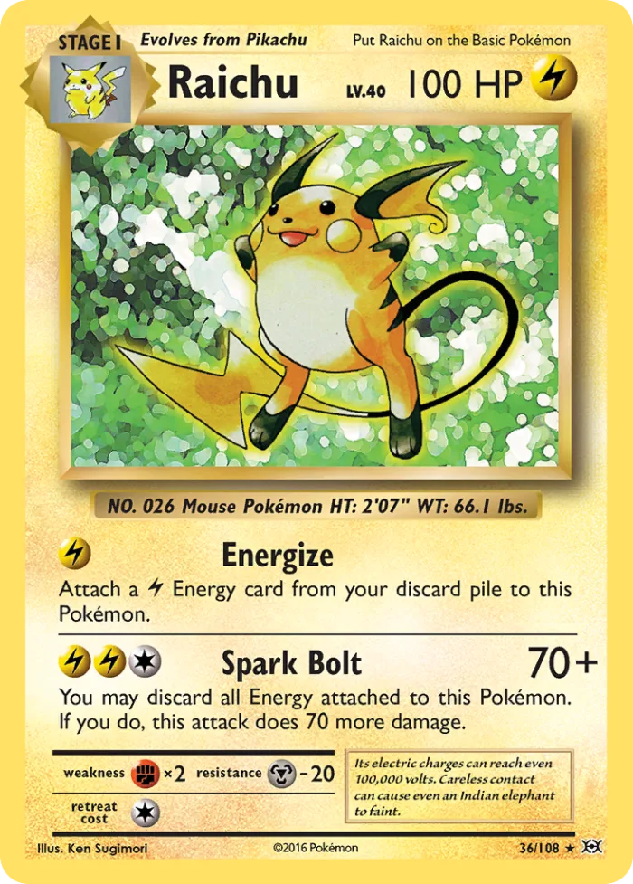 Raichu #36 Evolutions Pokemon card