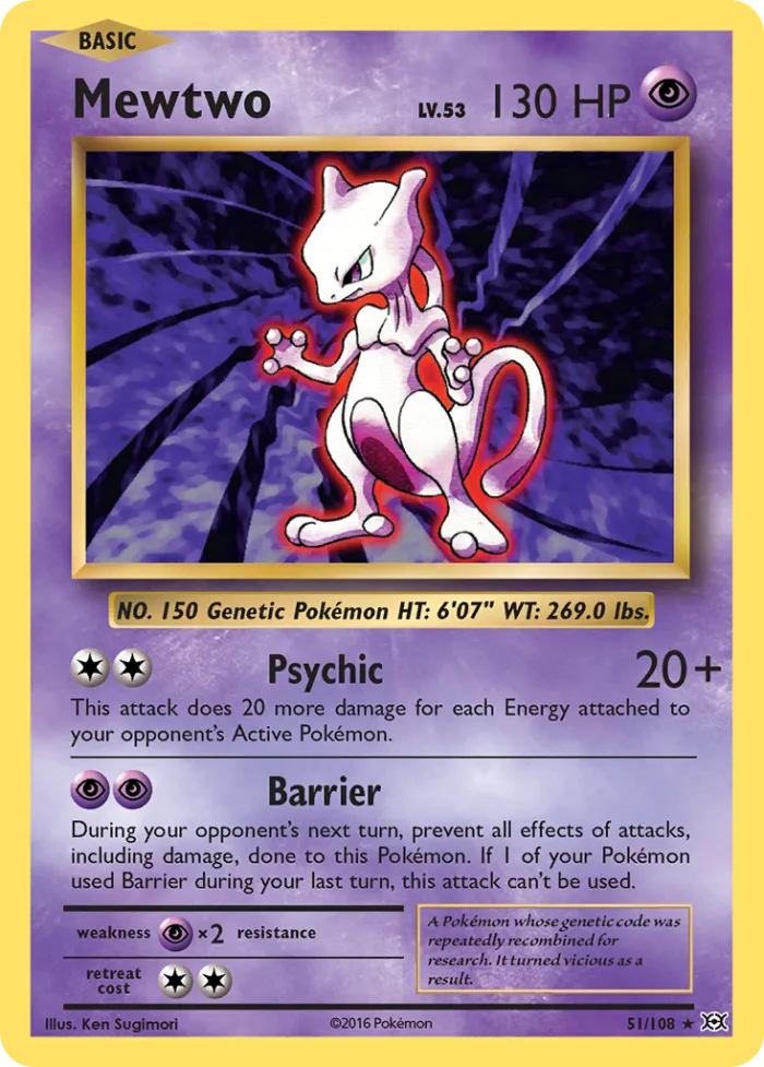 Mewtwo #51 Evolutions Pokemon card