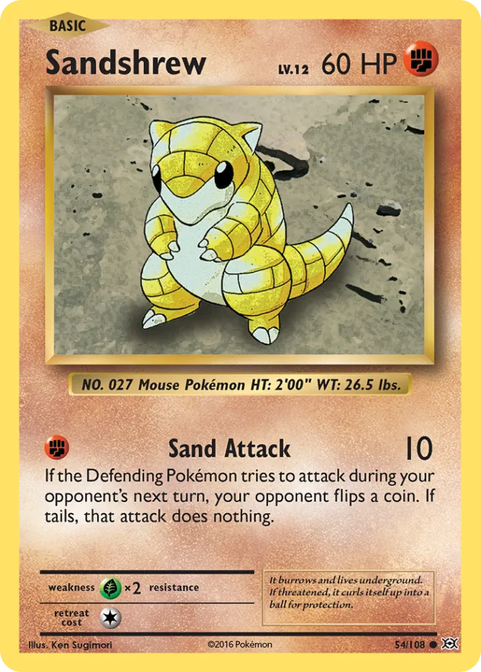 Sandshrew #54 Evolutions Pokemon card