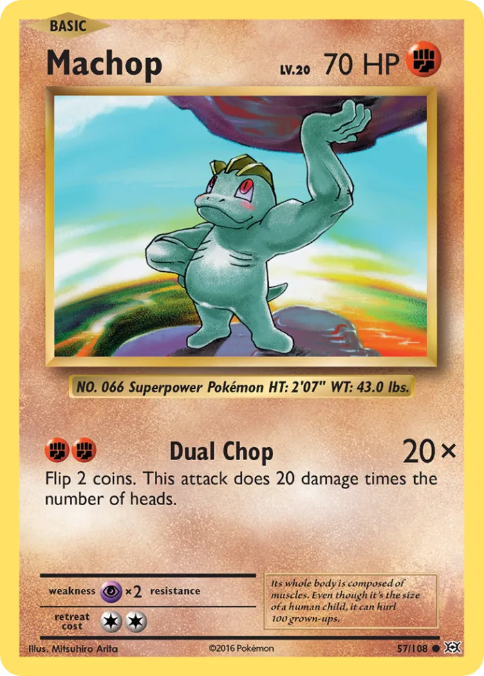 Machop #57 Evolutions Pokemon card