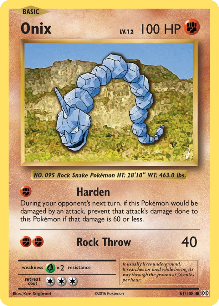 Onix #61 Evolutions Pokemon card