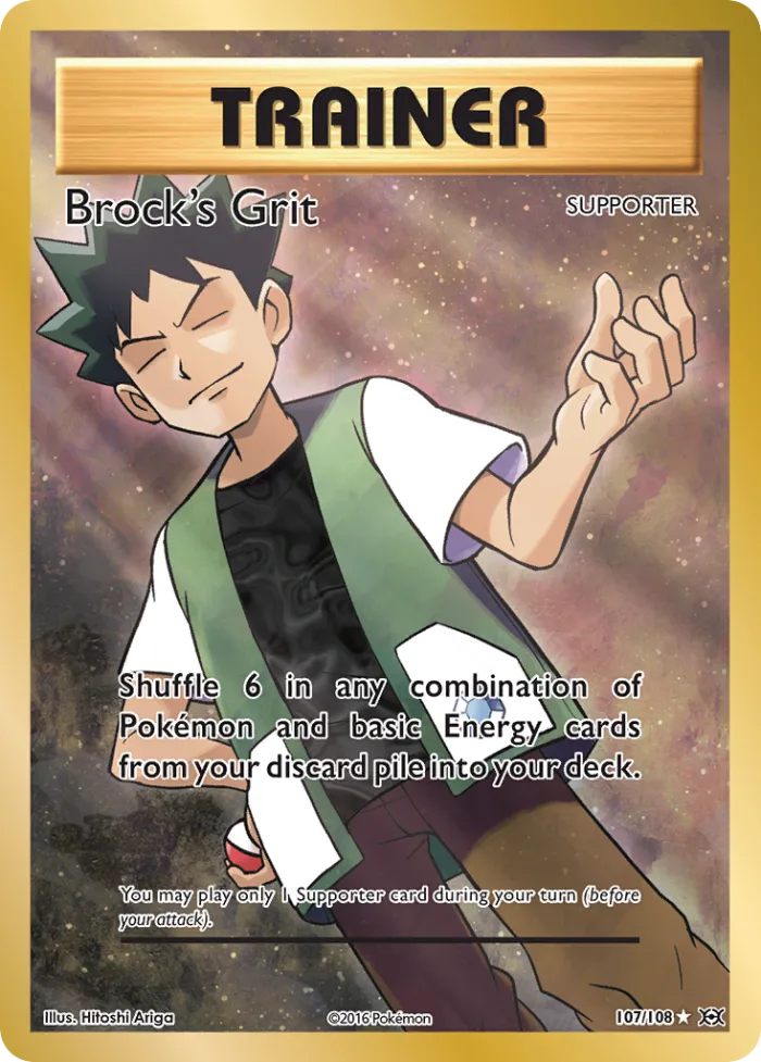 Brock's Grit #107 Evolutions Pokemon card
