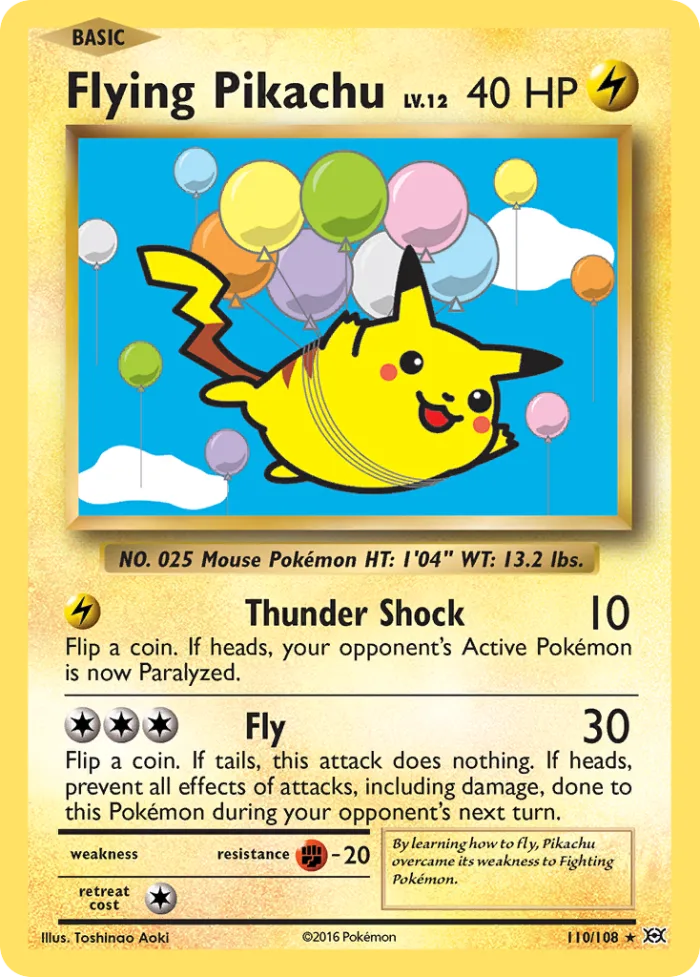 Flying Pikachu #110 Evolutions Pokemon card