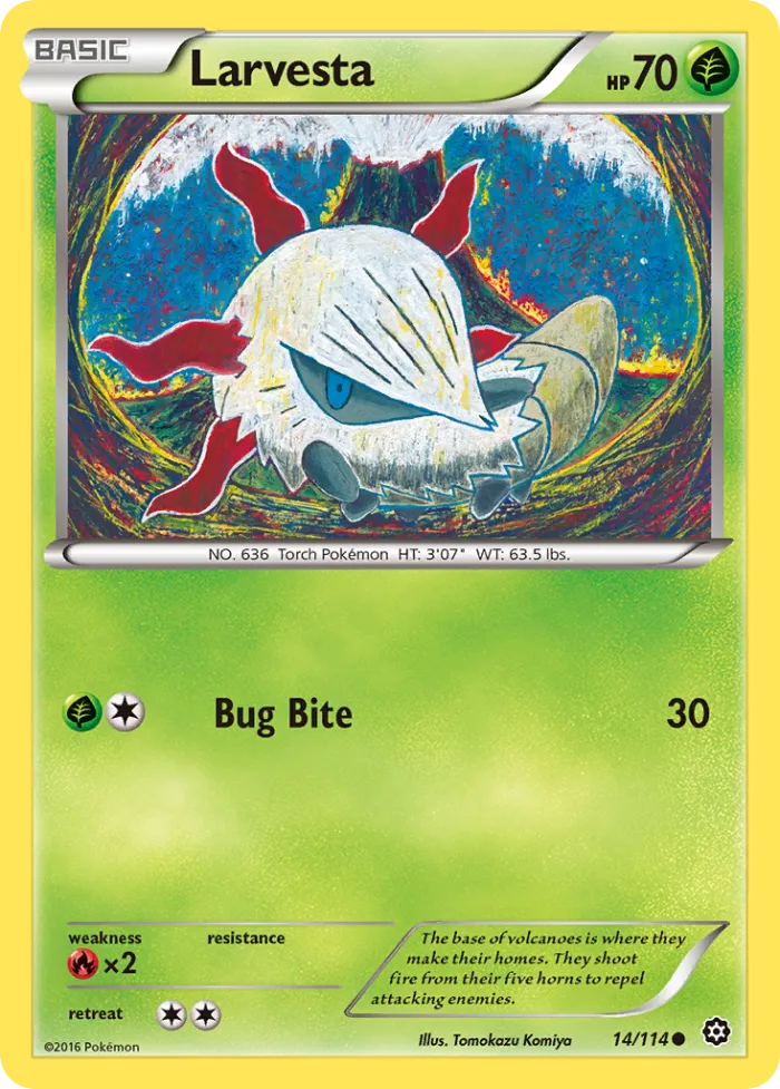 Larvesta #14 Steam Siege Pokemon card