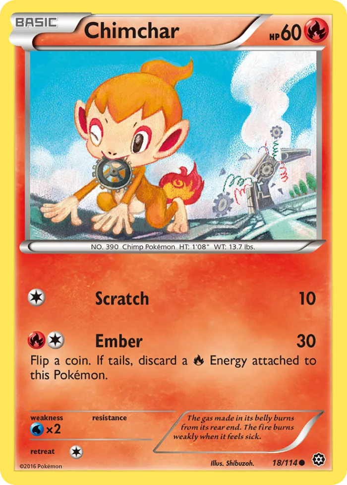 Chimchar #18 Steam Siege Pokemon card