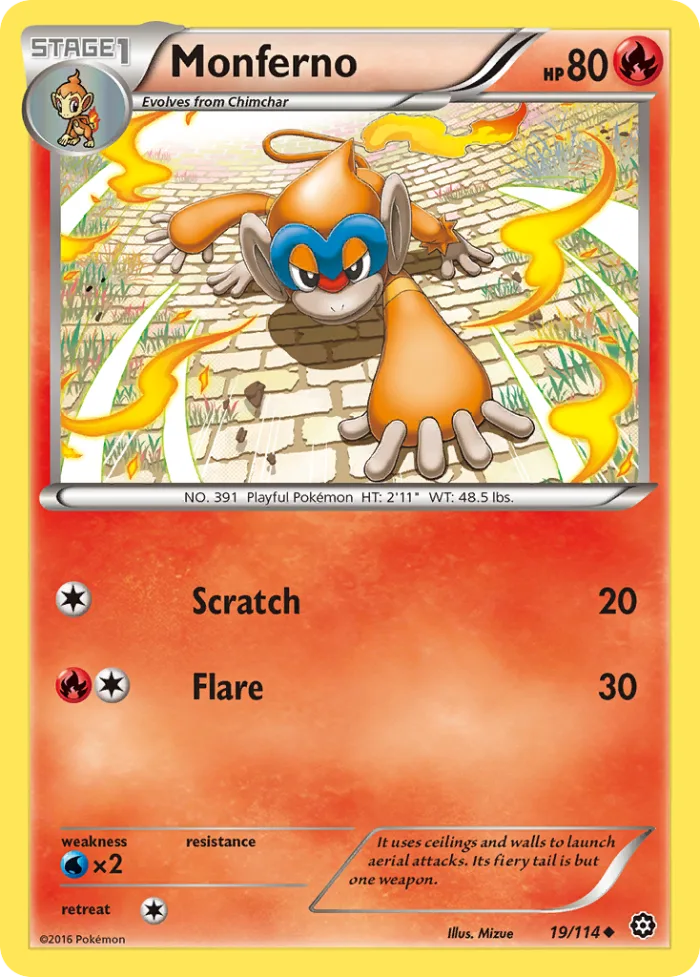 Monferno #19 Steam Siege Pokemon card