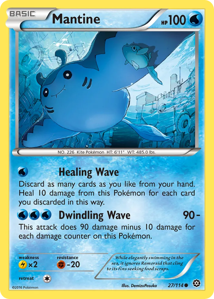 Mantine #27 Steam Siege Pokemon card