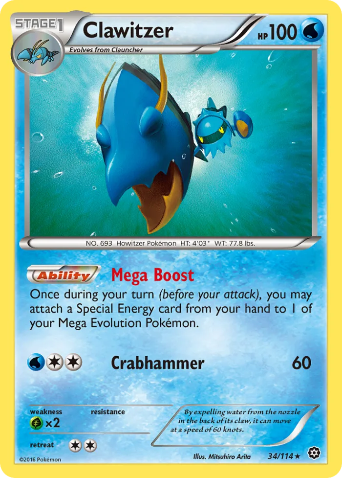 Clawitzer #34 Steam Siege Pokemon card