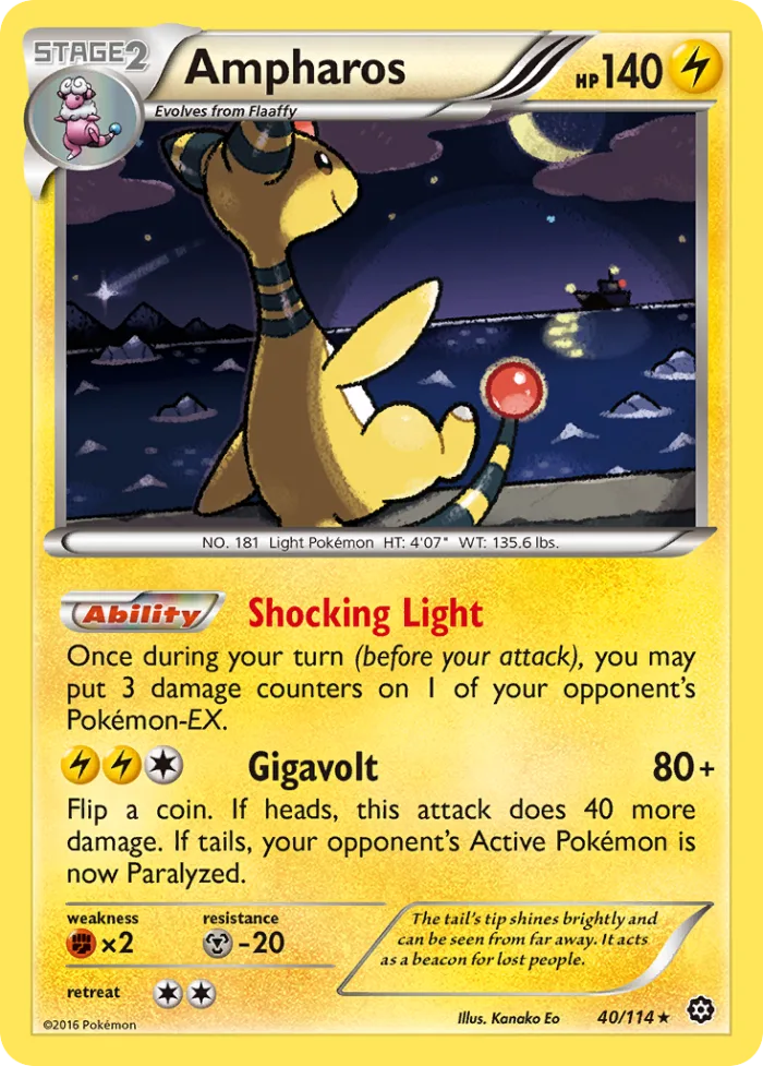 Ampharos #40 Steam Siege Pokemon card
