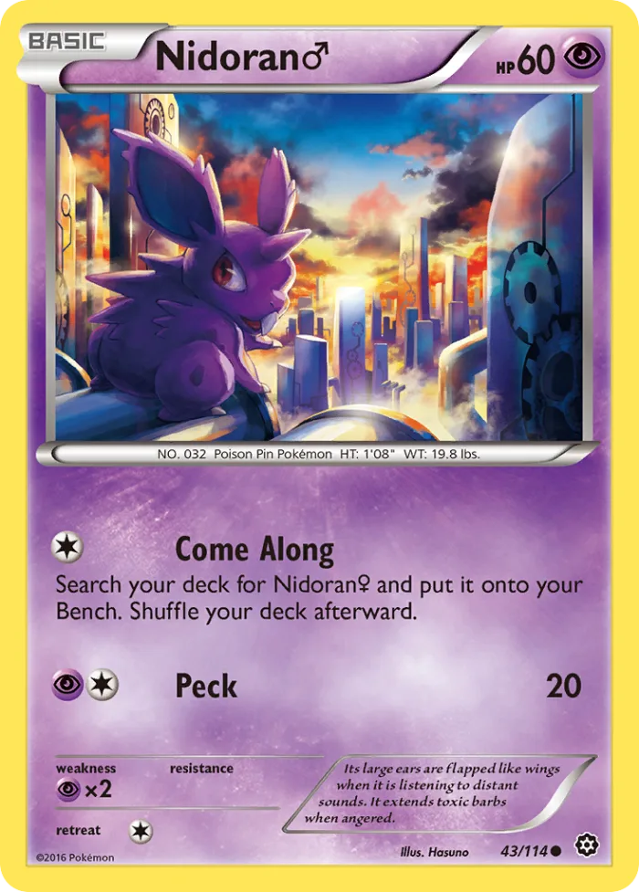 Nidoran ♂ #43 Steam Siege Pokemon card