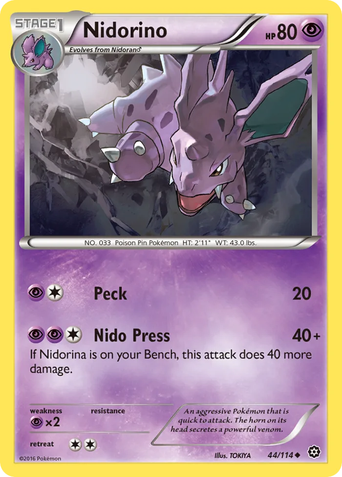Nidorino #44 Steam Siege Pokemon card