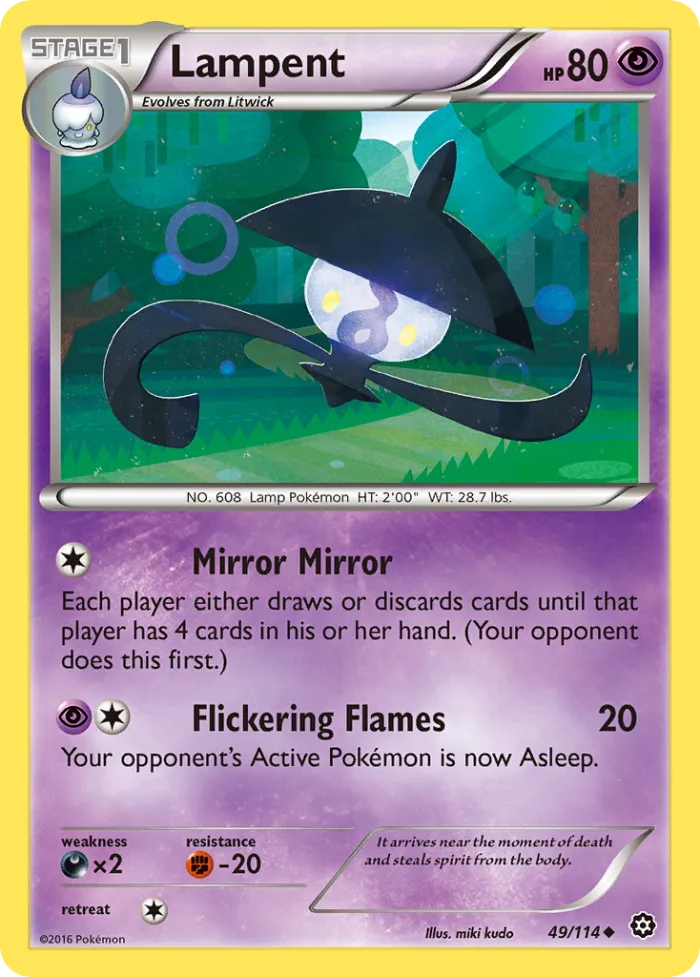Lampent #49 Steam Siege Pokemon card