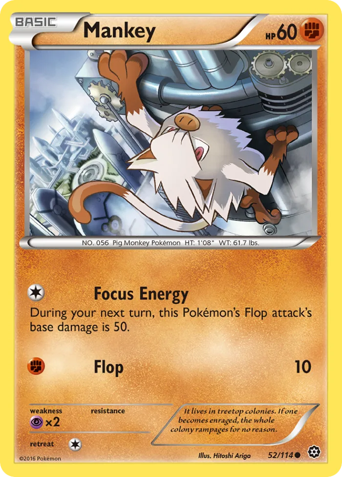 Mankey #52 Steam Siege Pokemon card